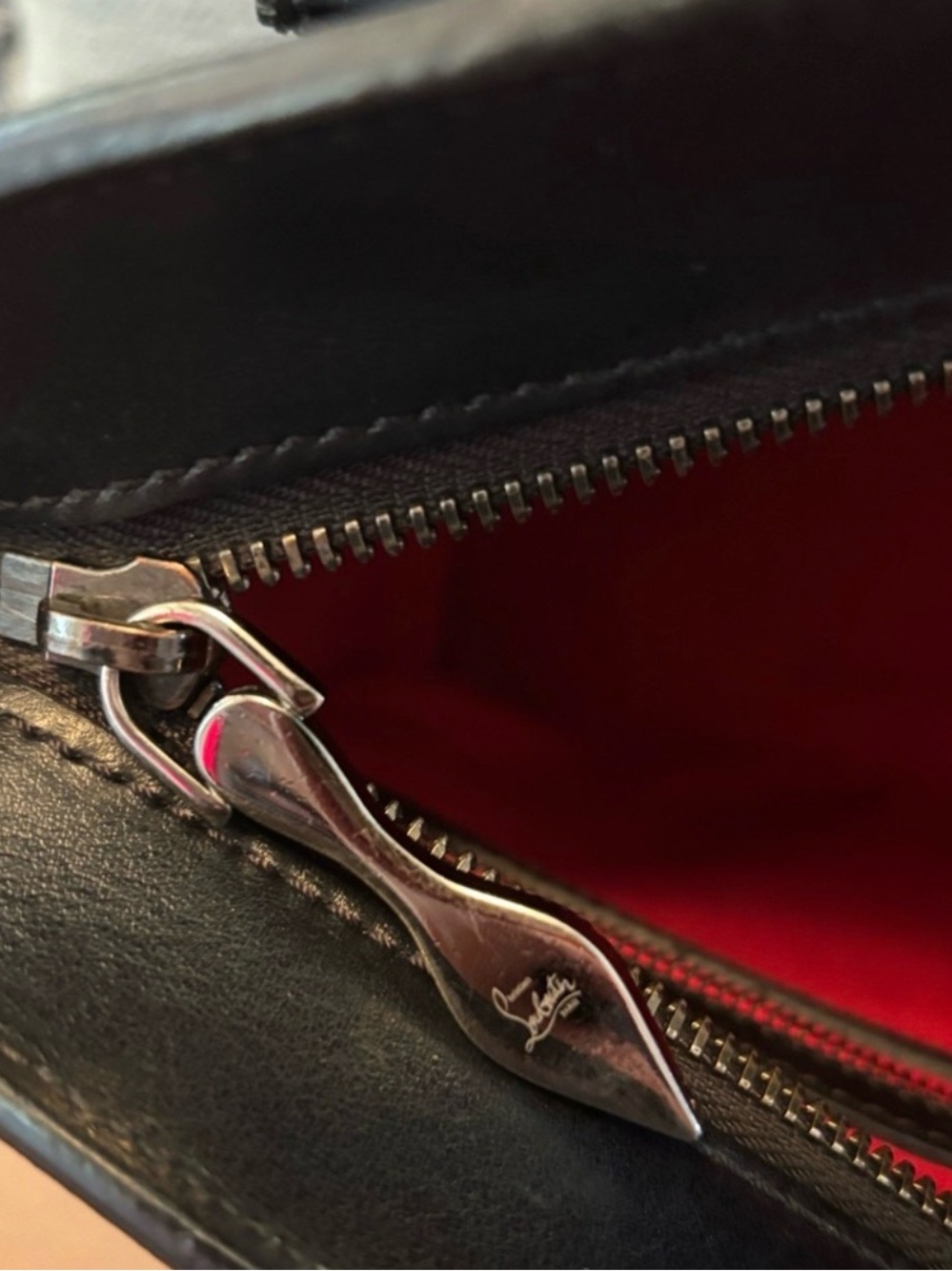 Authentic Christian Louboutin Small Eloise Black Leather Spiked Tote Crossbody - Picture 7 of 13